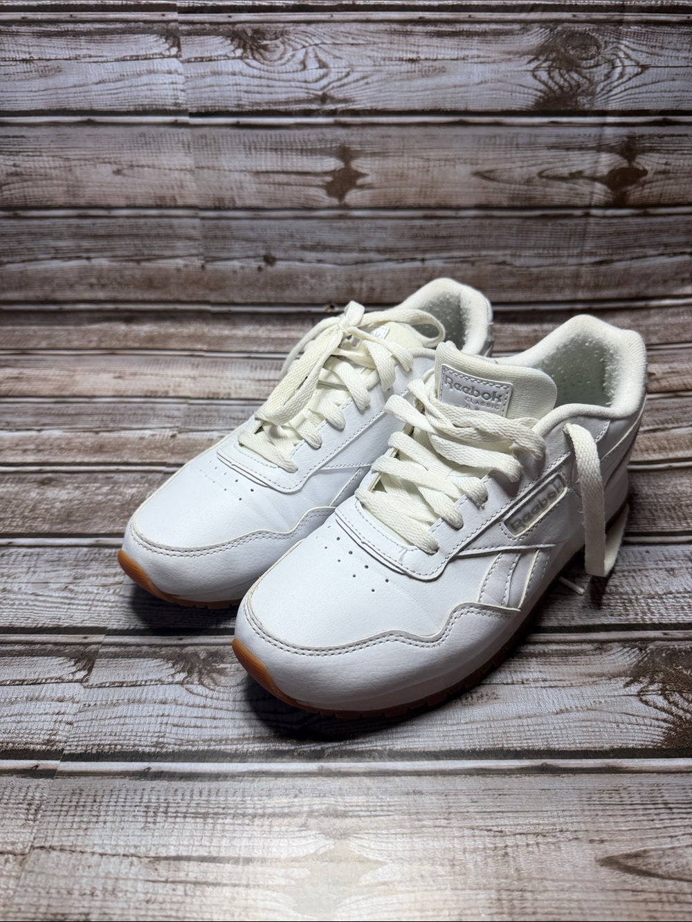 Reebok Women's White Leather Sneakers with Gum Outsole